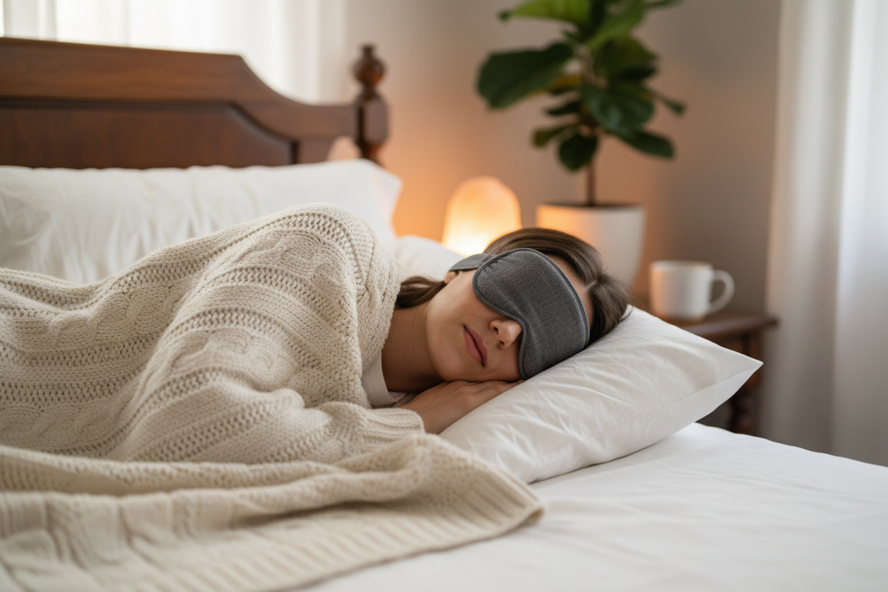 Personne portant un masque de nuit